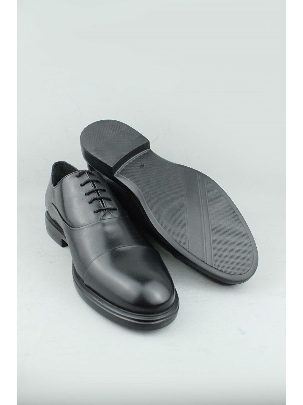 Siyah 213104 Hakiki Deri Bağcıklı Klasik Ayakkabı Erkek-4