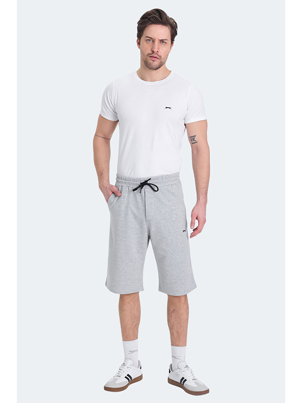 KALEV Erkek Cepli Kapri Gri Şort-6