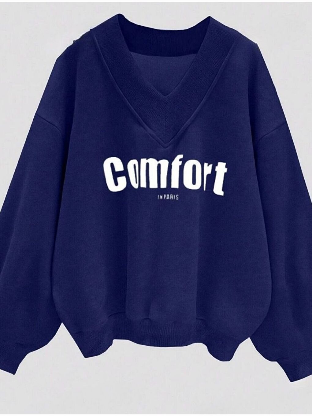 Mavi Kadın 3 Iplik Siyah Yeşil Lacivert 3'lü Comfort In Paris Baskılı V Yaka Oversize Sweatshirt-2