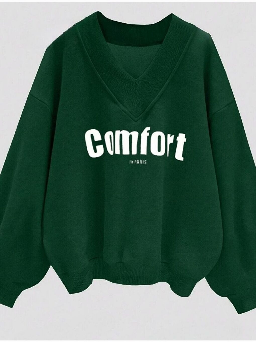 Mavi Kadın 3 Iplik Siyah Yeşil Lacivert 3'lü Comfort In Paris Baskılı V Yaka Oversize Sweatshirt-3