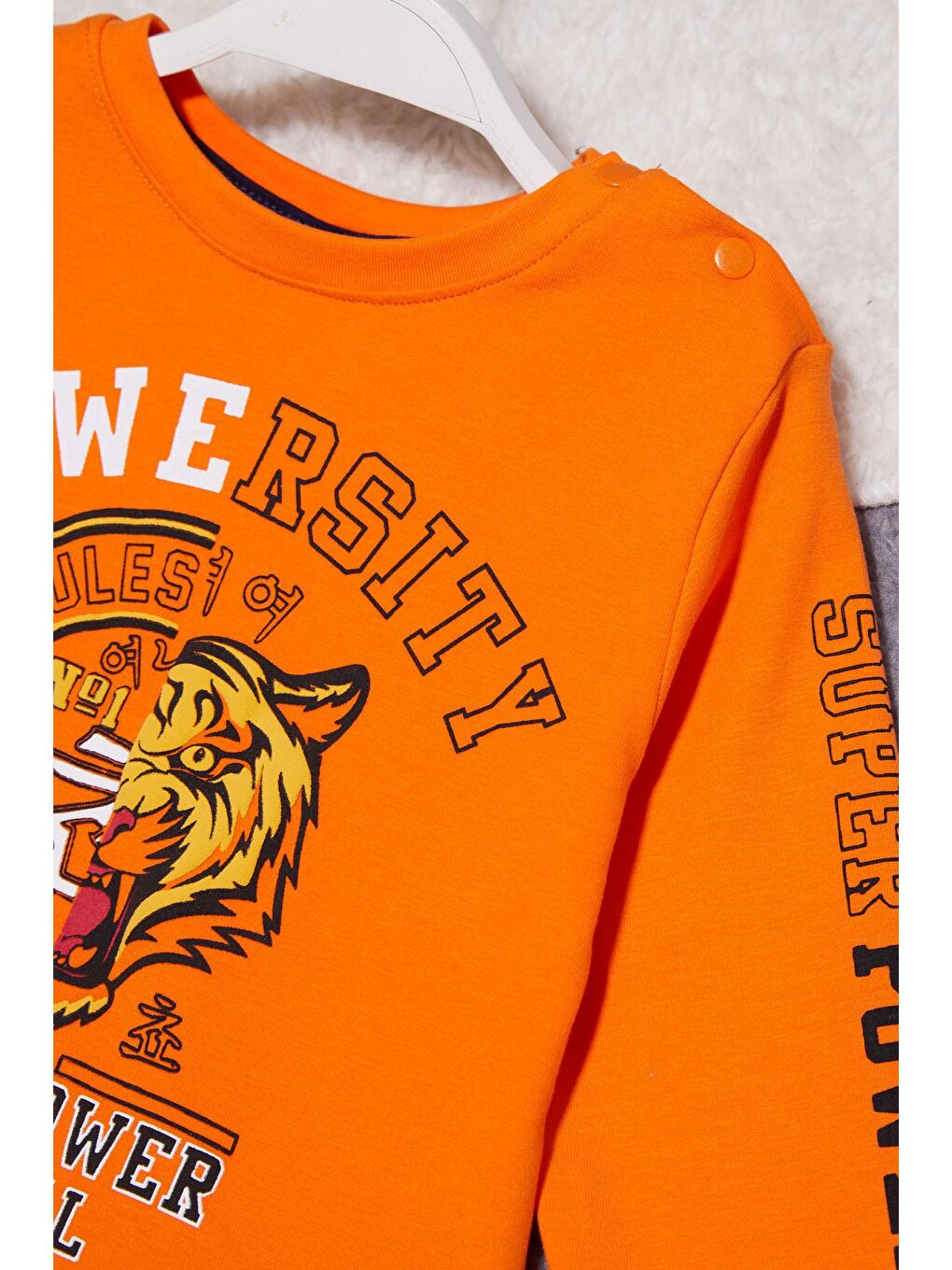 Turuncu Kaplan Baskılı Kolları Yazılı Erkek Bebek Takım 14998-3