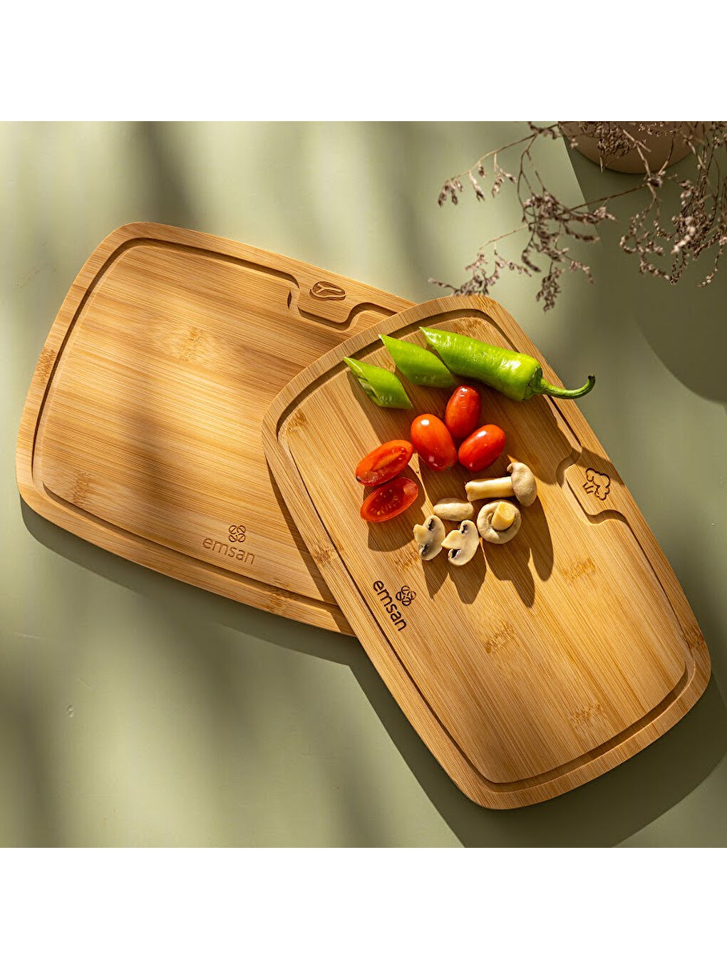 Kahverengi Bambu Daisy 2'li Kesme Tahtası-7