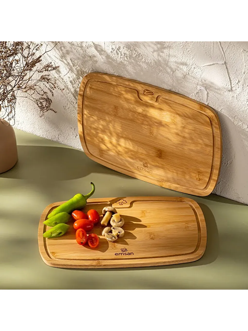 Kahverengi Bambu Daisy 2'li Kesme Tahtası-9