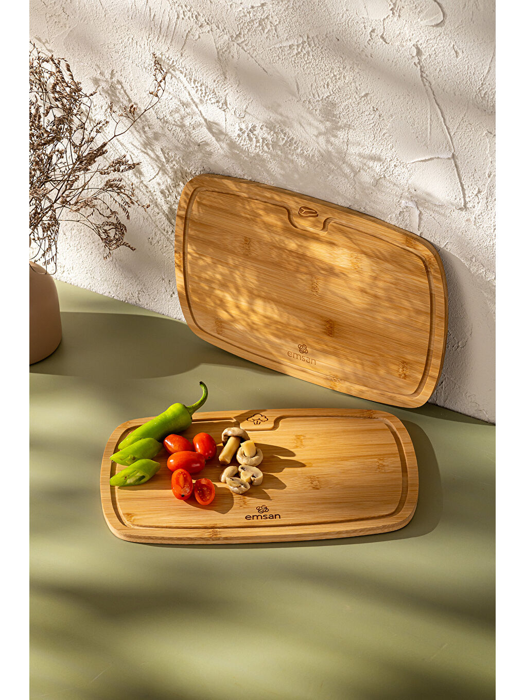 Kahverengi Bambu Daisy 2'li Kesme Tahtası-3