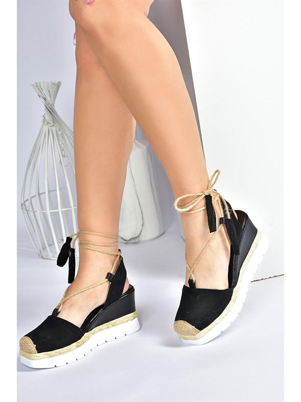 M996138502 Siyah Dolgu Taban Kadın Ayakkabı-2