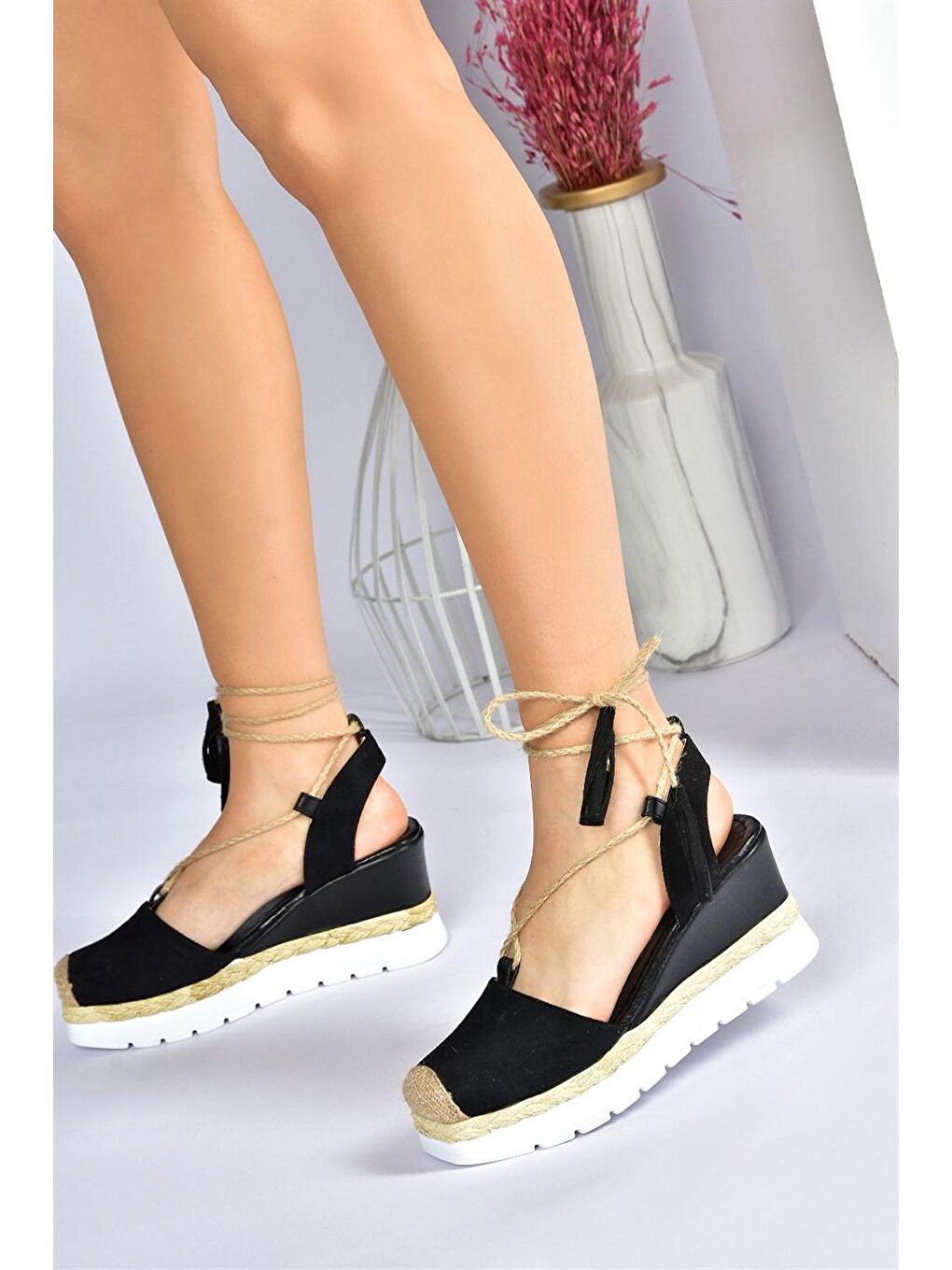 M996138502 Siyah Dolgu Taban Kadın Ayakkabı-3