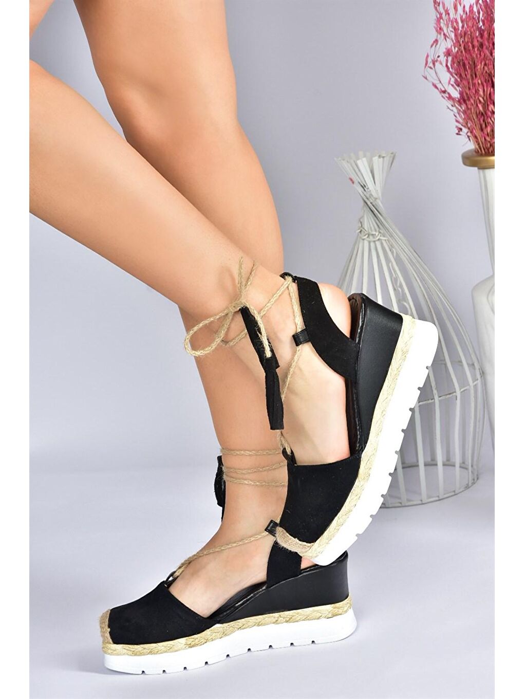 M996138502 Siyah Dolgu Taban Kadın Ayakkabı-4