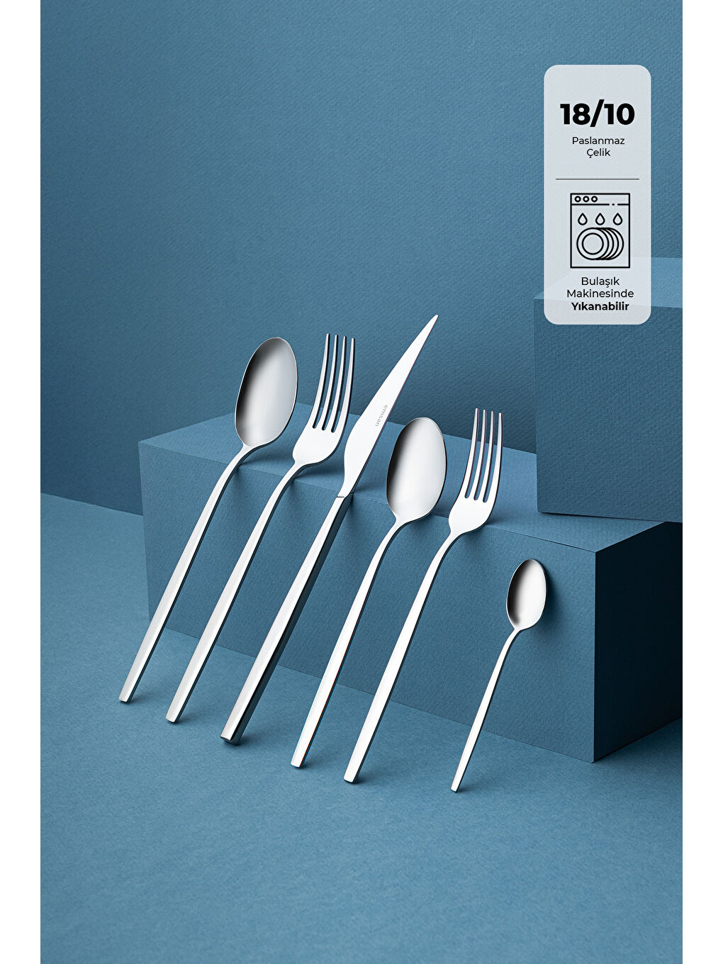 Gri Evelyn 72 Parça 12 Kişilik Çatal Kaşık Bıçak Takımı Lüks Kutulu-1