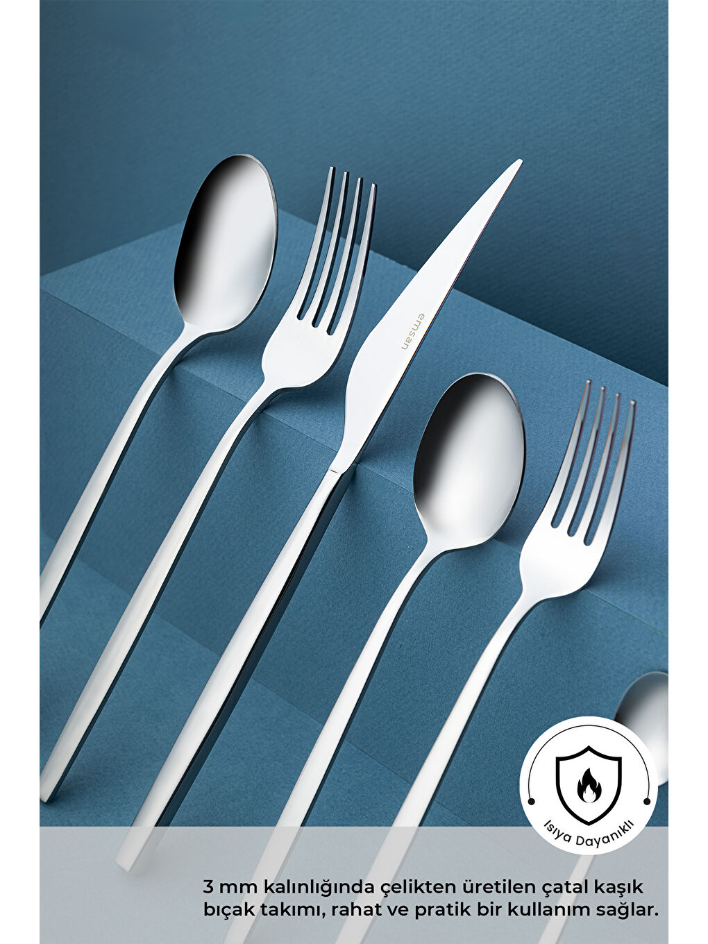 Gri Evelyn 72 Parça 12 Kişilik Çatal Kaşık Bıçak Takımı Lüks Kutulu-3