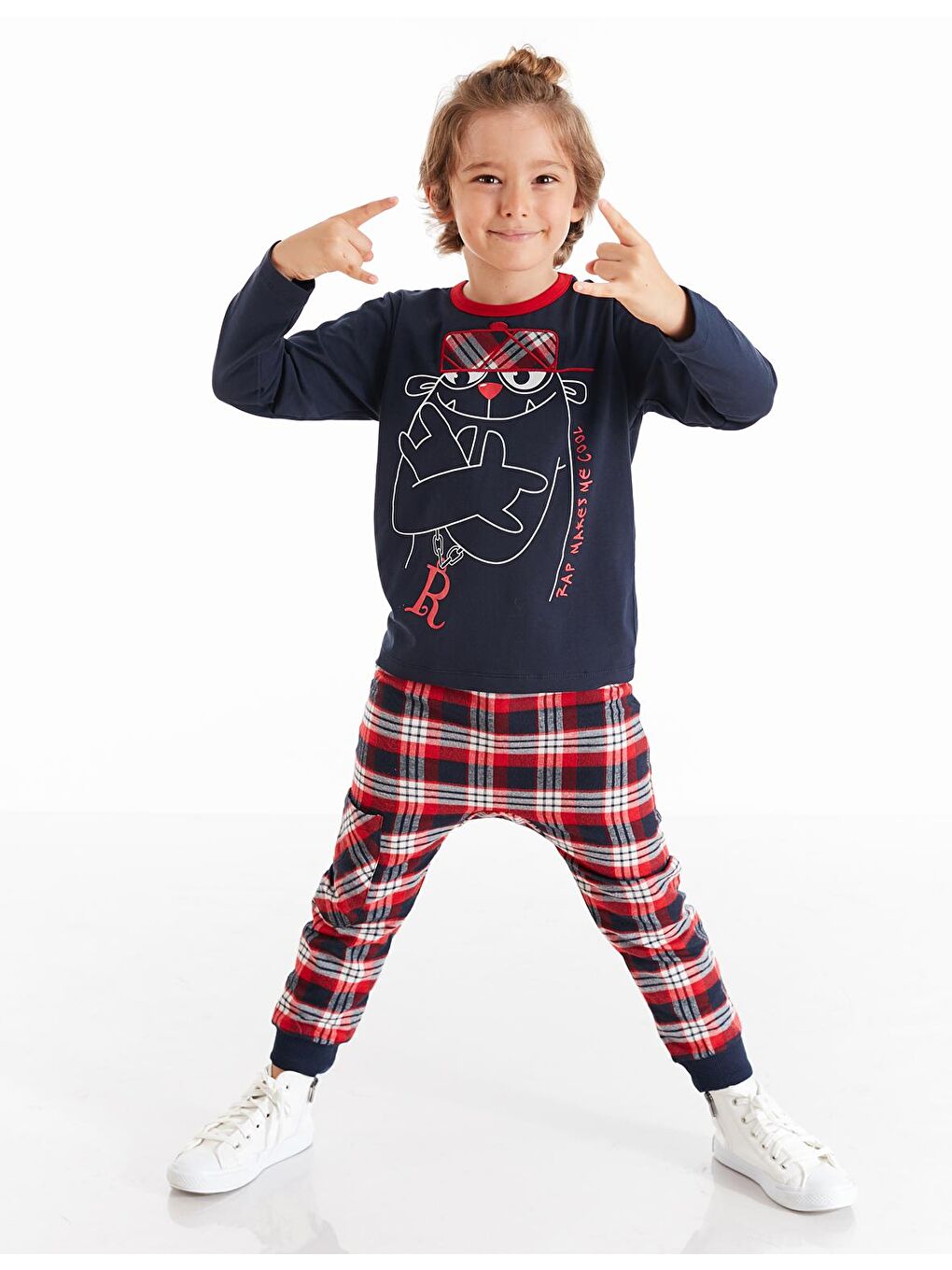 Karışık Rap Ekose Hip-Hop Pantolon Takım