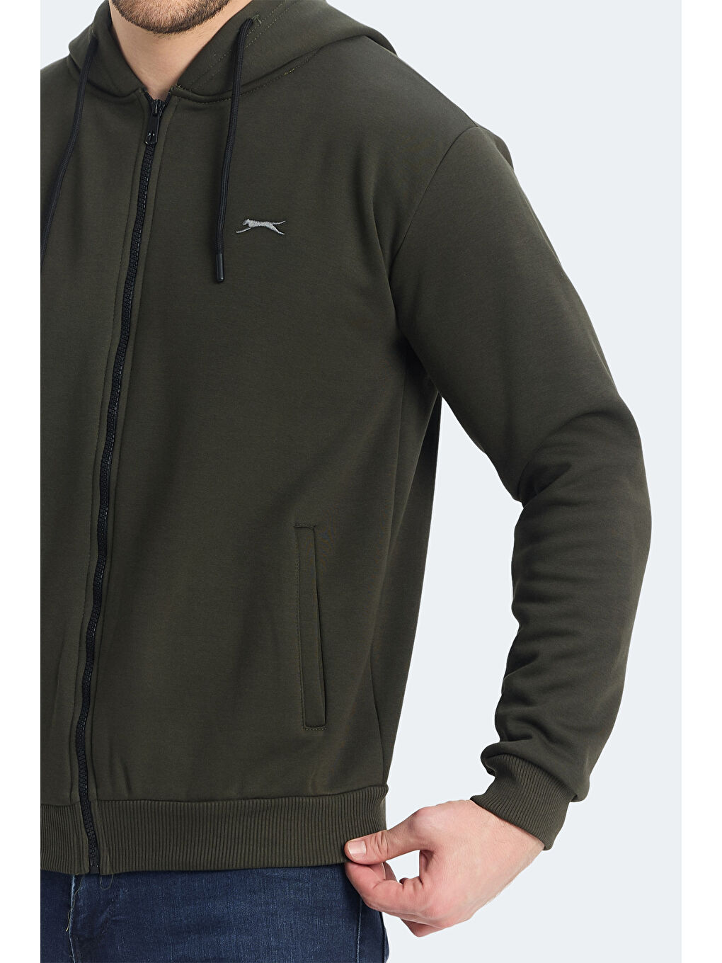 KOZZAX Erkek Fermuarlı Sweatshirt Haki-4
