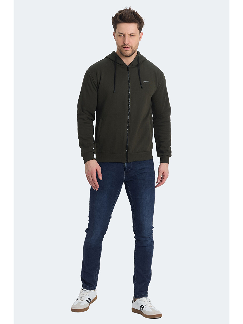 KOZZAX Erkek Fermuarlı Sweatshirt Haki-6