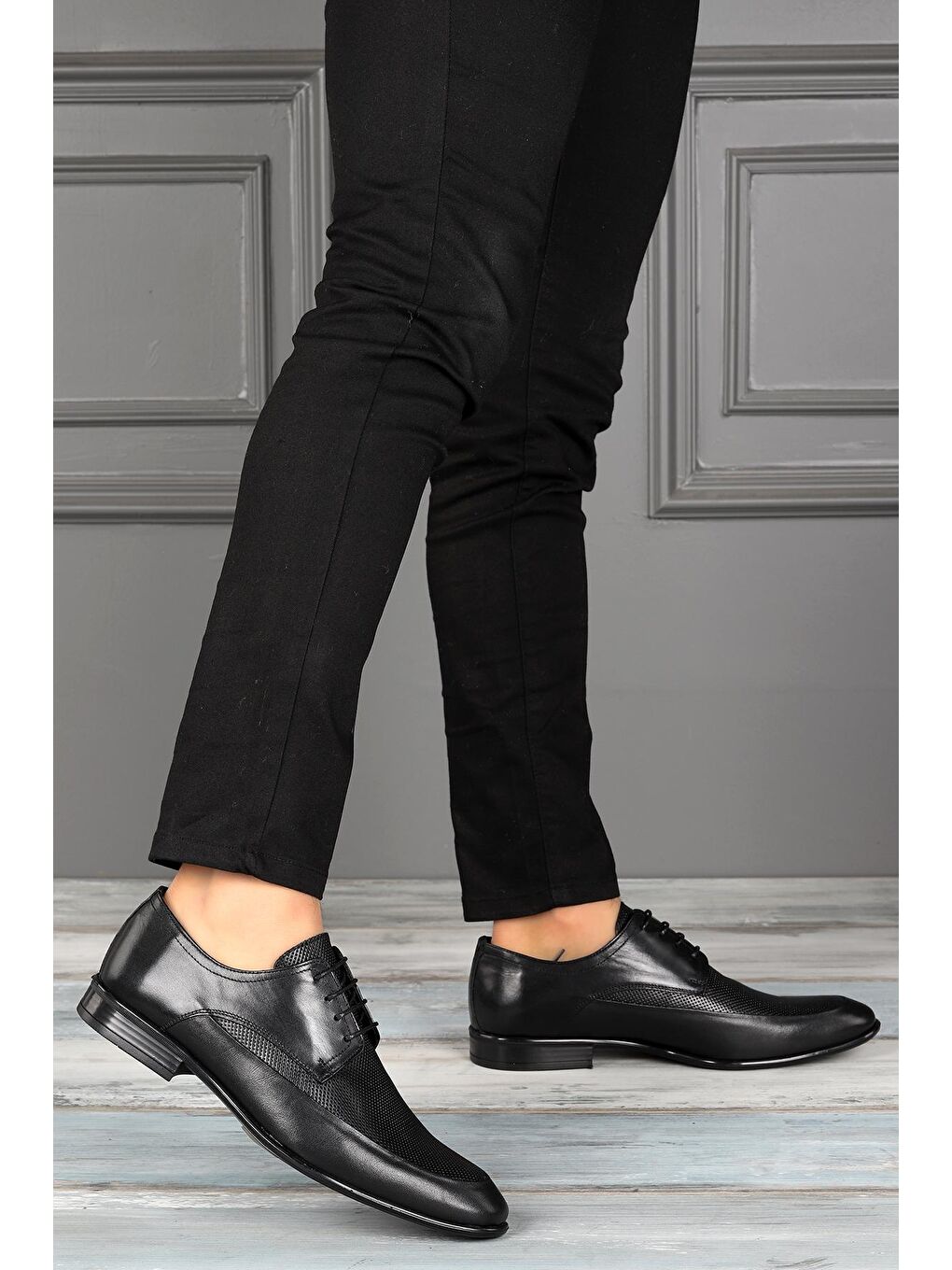 Siyah 1907 %100 Deri Pvc Taban Günlük Klasik Erkek Ayakkabı