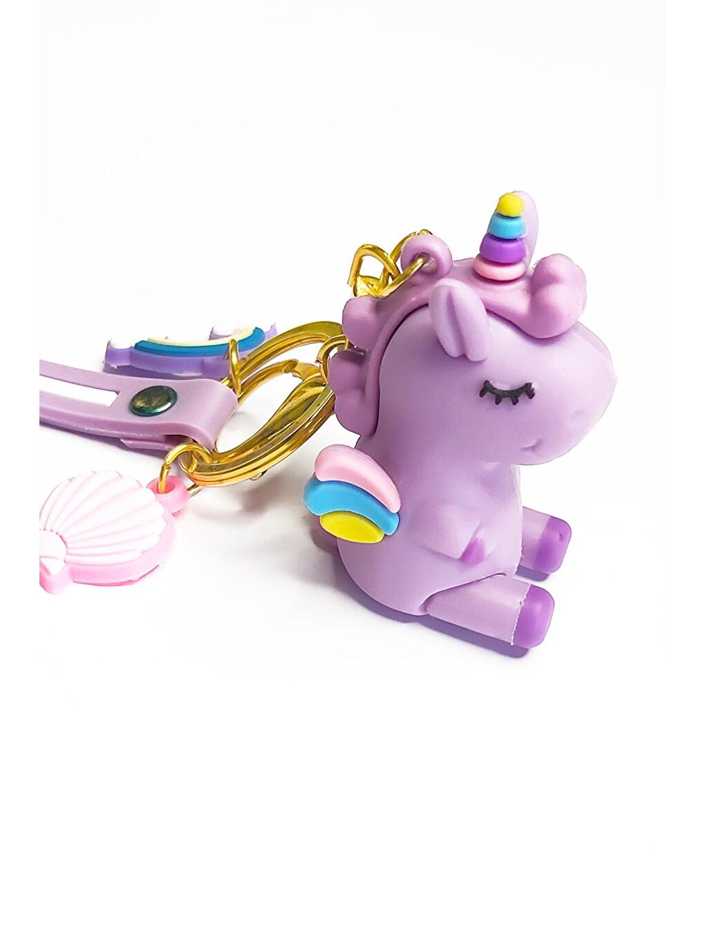 New Obsessions Charm Süslü Silikon Unicorn 3D Anahtarlık Mor - 2