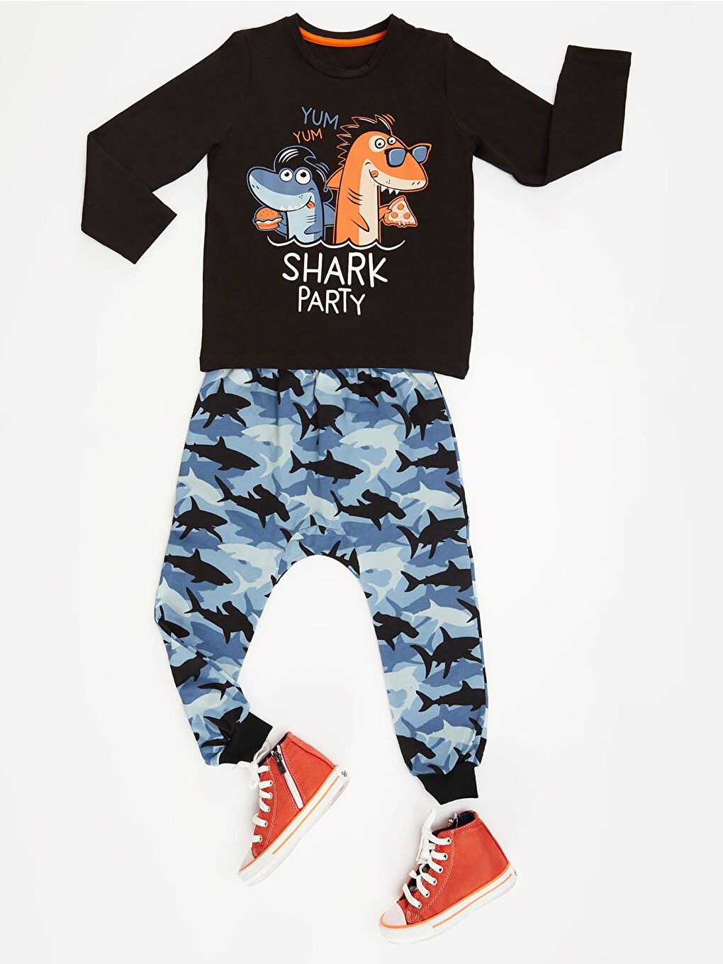 Denokids Karışık Shark Party Erkek Çocuk Pantolon Takım - 2