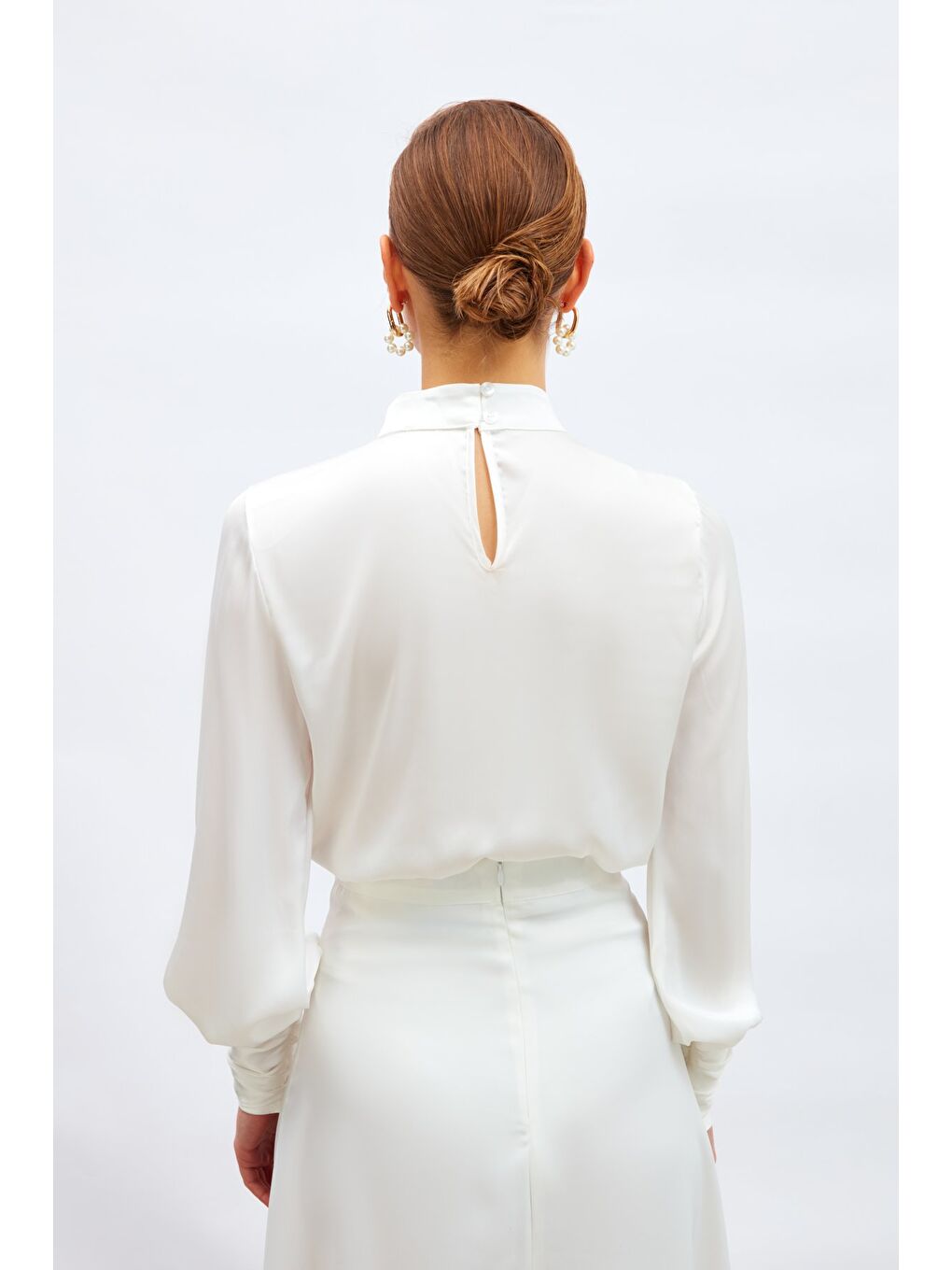 Drape Detaylı Bodysuit Bluz - Ekru-6