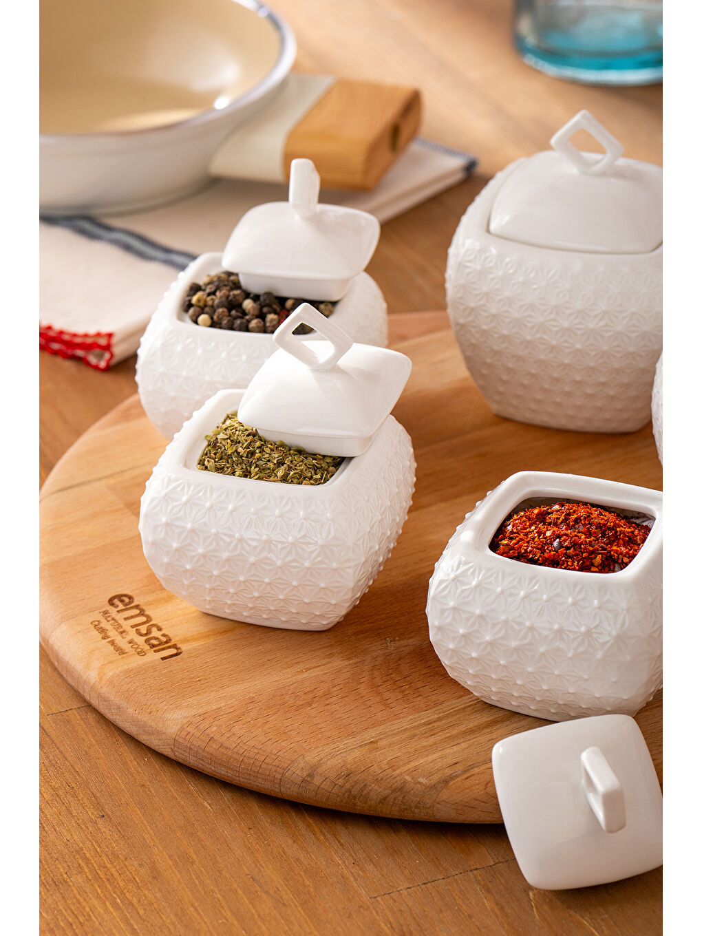 Beyaz Flower 5'li Baharat Takımı-2