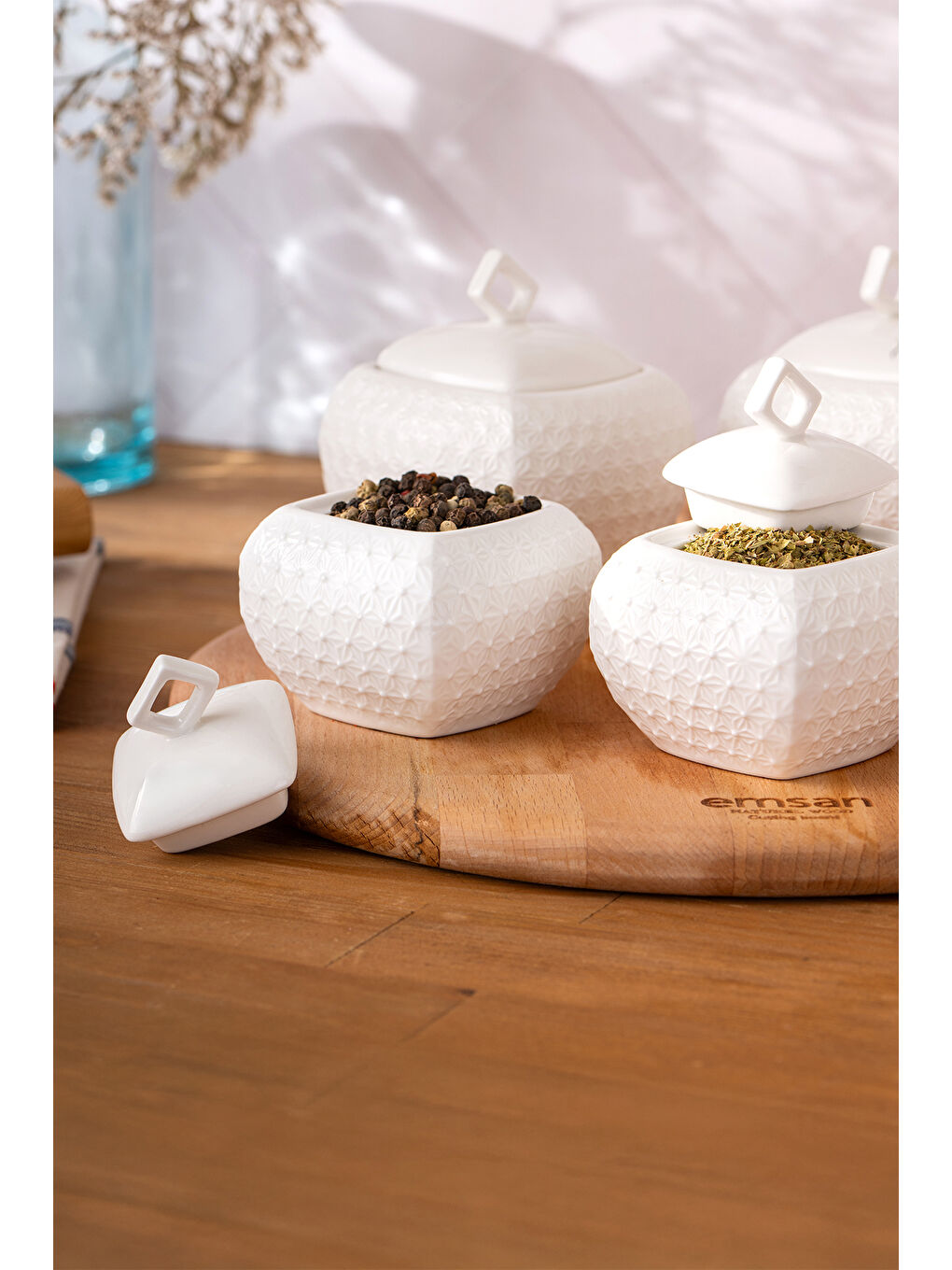 Beyaz Flower 5'li Baharat Takımı-4