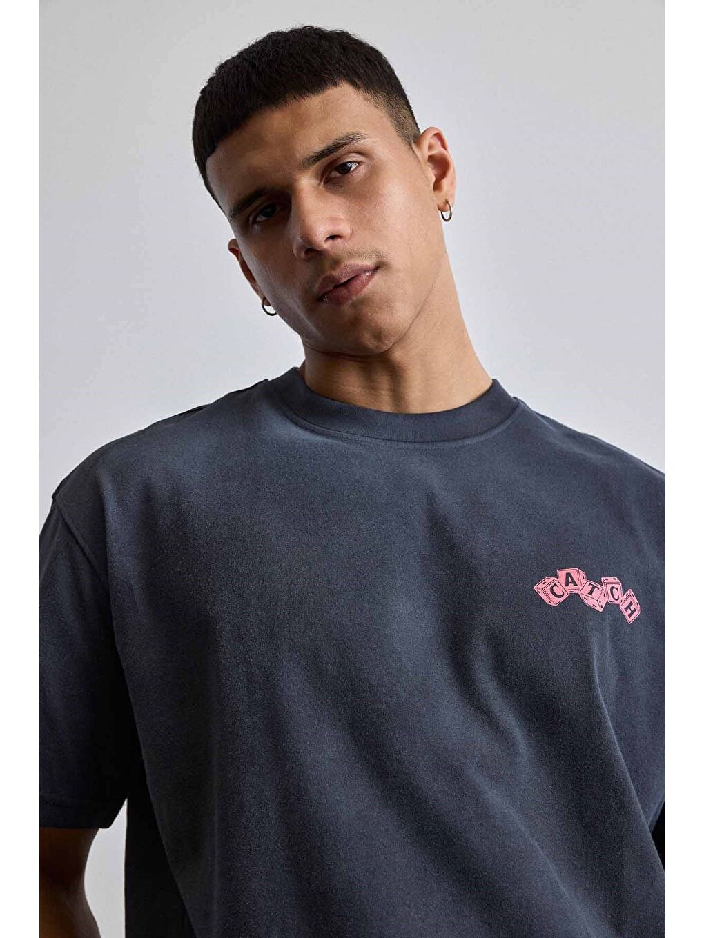 Erkek Oversize Yıkamalı Pamuklu Basic T-Shirt Siyah-3