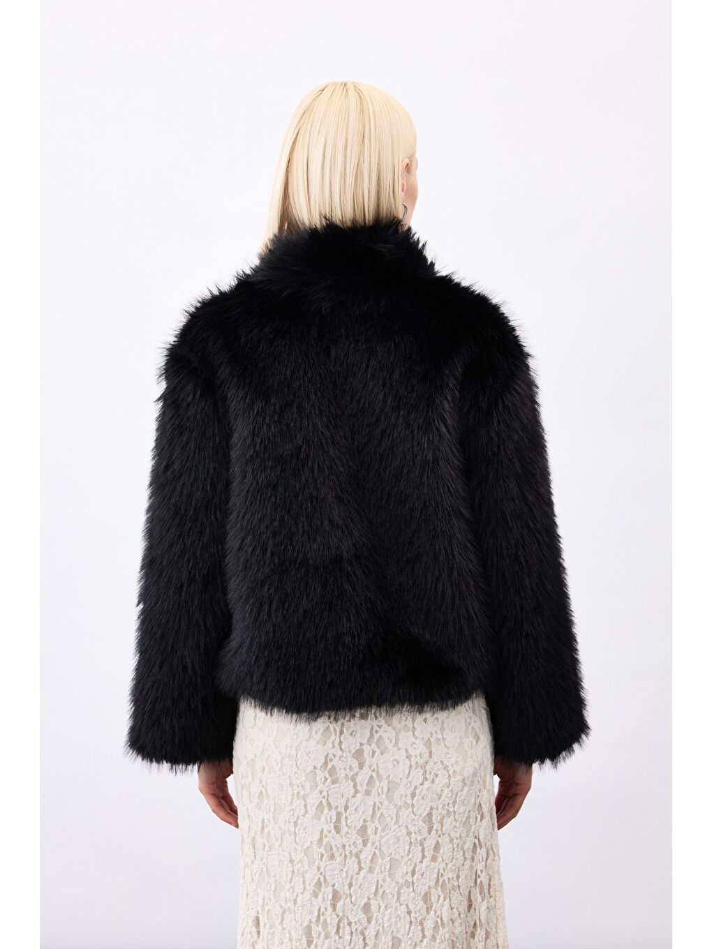 Fermuarlı Kürk - Siyah-6