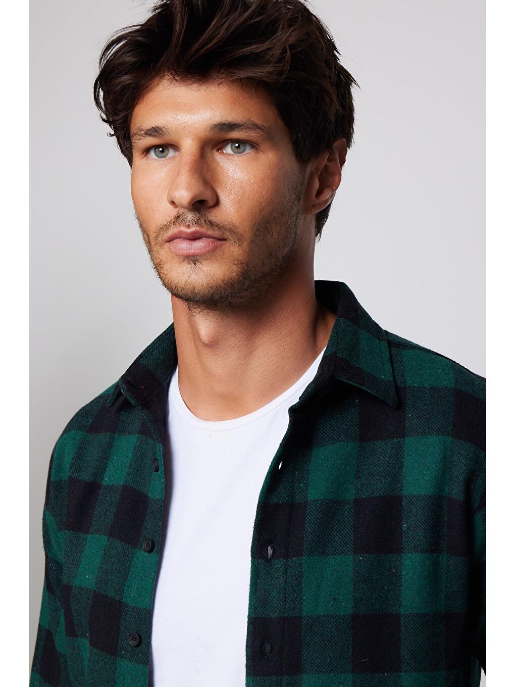 Karışık Slim Fit Dar Kesim Kareli Spor Yaka Oduncu Erkek Gömlek-2