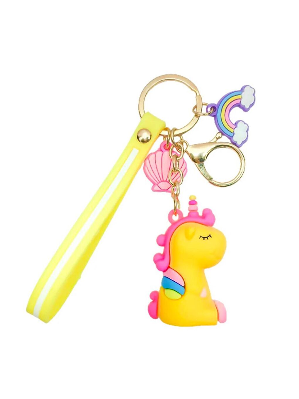 New Obsessions Charm Süslü Silikon Unicorn 3D Anahtarlık Sarı