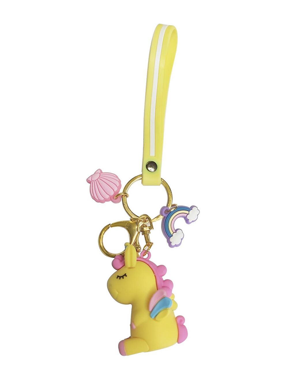 New Obsessions Charm Süslü Silikon Unicorn 3D Anahtarlık Sarı - 1