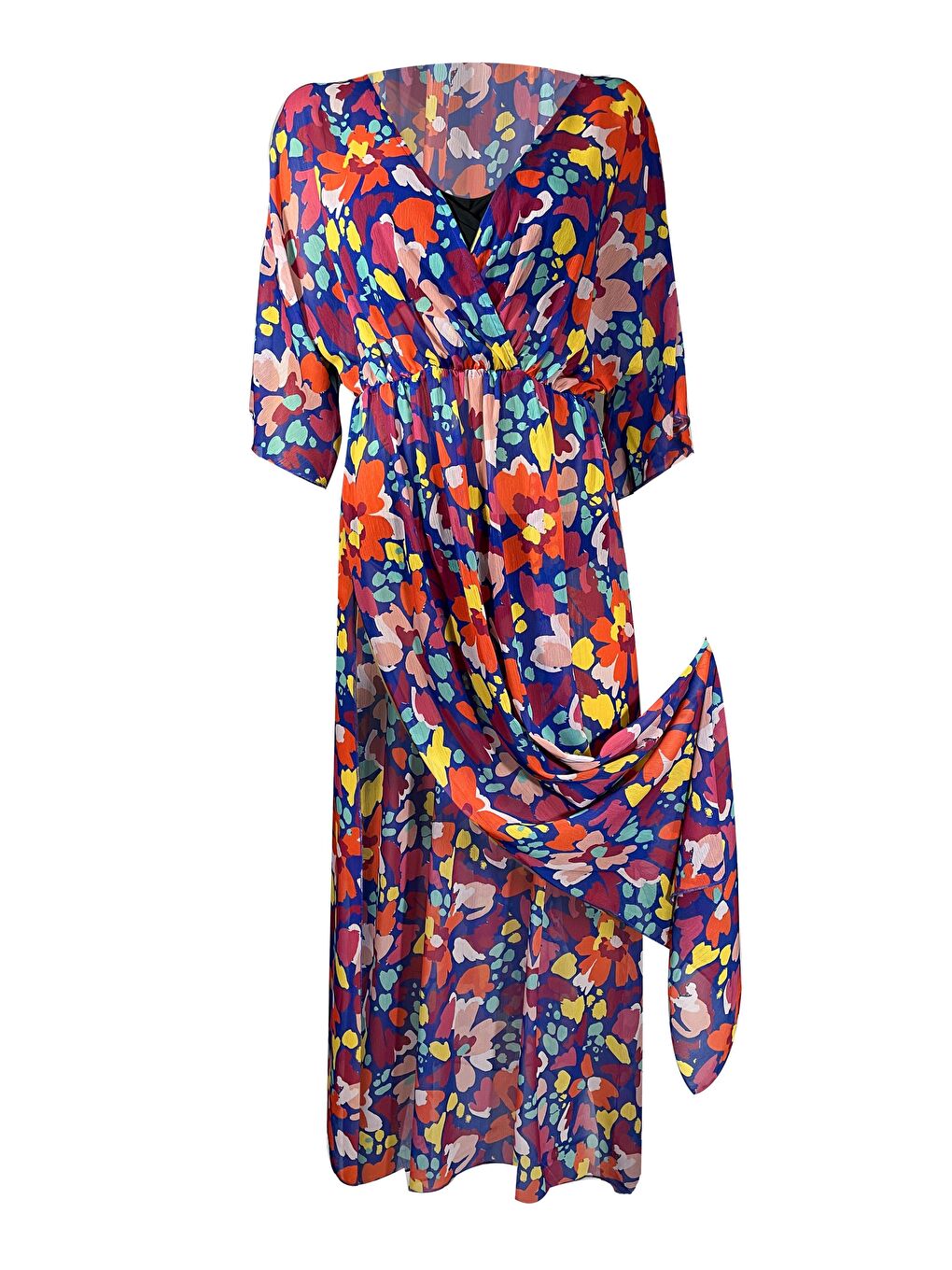 LOLİTA Mor Çiçek Desen Plaj Elbisesi-1