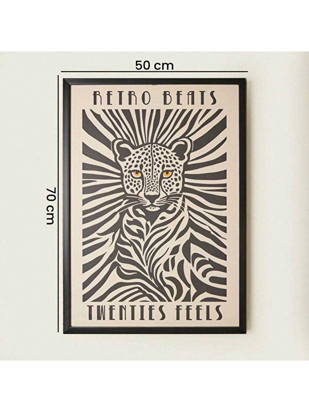 Deco Leopar Tablo - Beyaz / Siyah - 50x70 cm-4