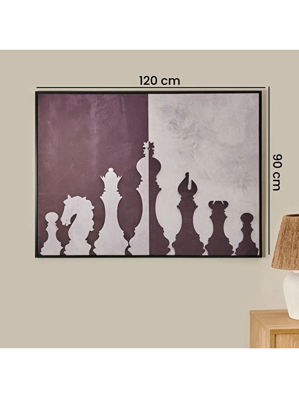 Deco Satranç Kanvas Tablo - Siyah / Beyaz - 120x90 cm-3