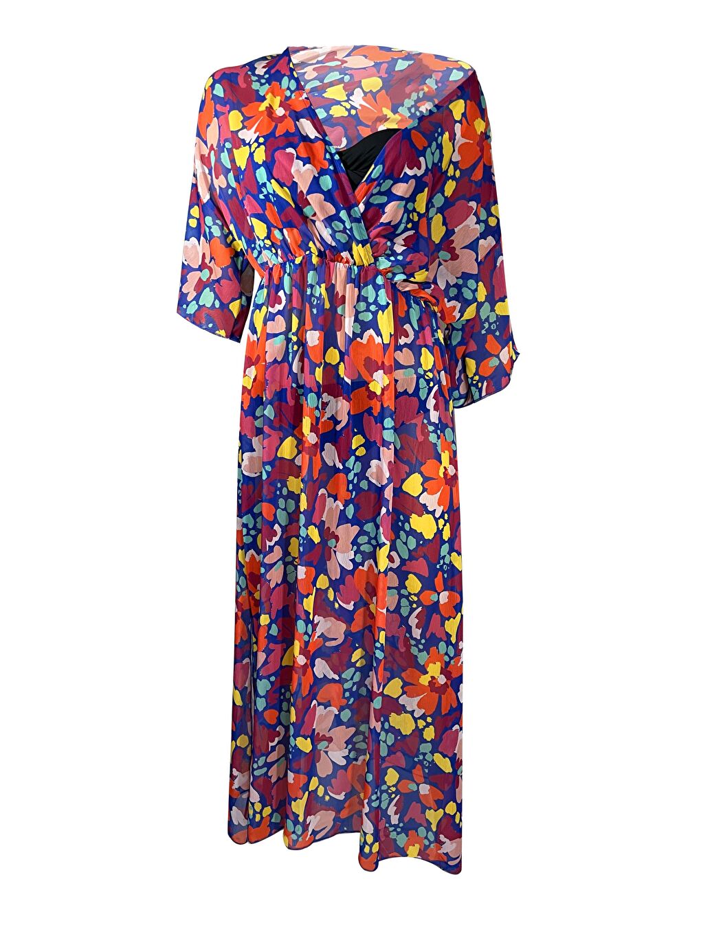 LOLİTA Mor Çiçek Desen Plaj Elbisesi-2