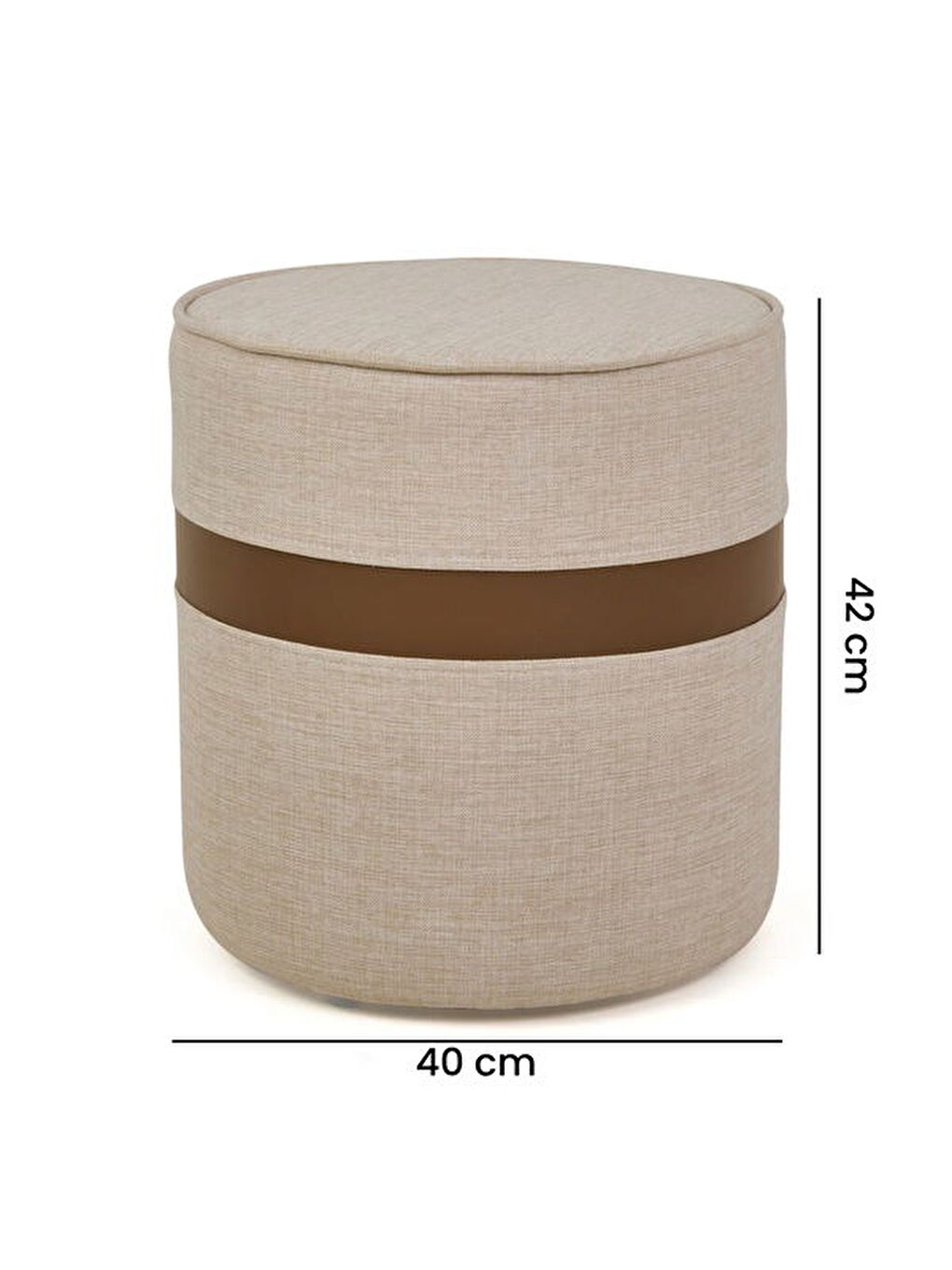 Latte Puf - Krem / Kahverengi - 42x40x40 cm-5