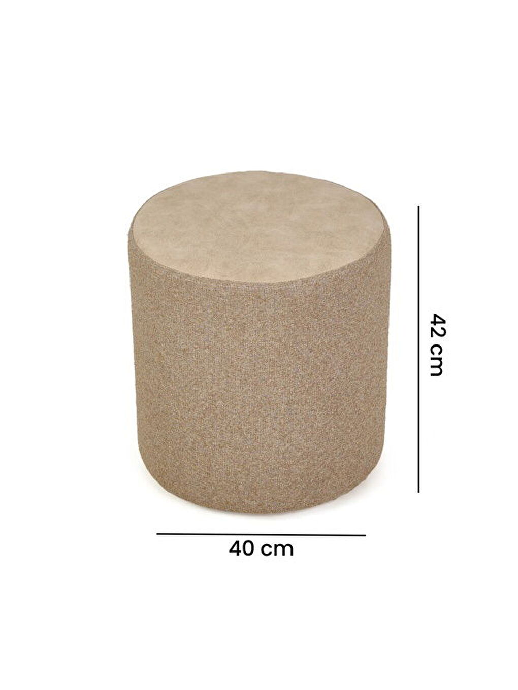 Ekru Milan Puf - Krem - 42x40x40 cm-3