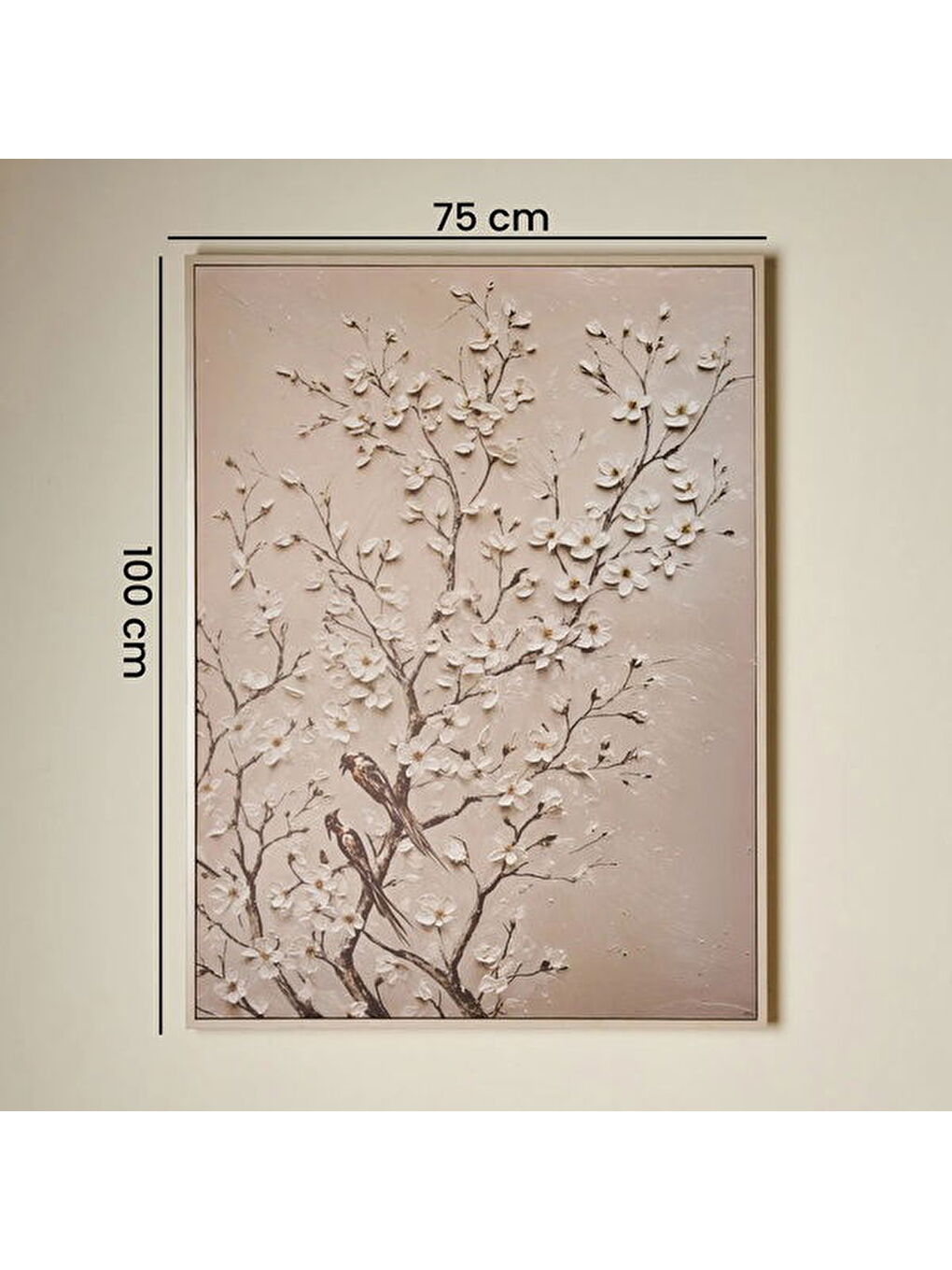 Ekru Deco Bloom Kanvas Tablo - Krem - 100x75 cm-4