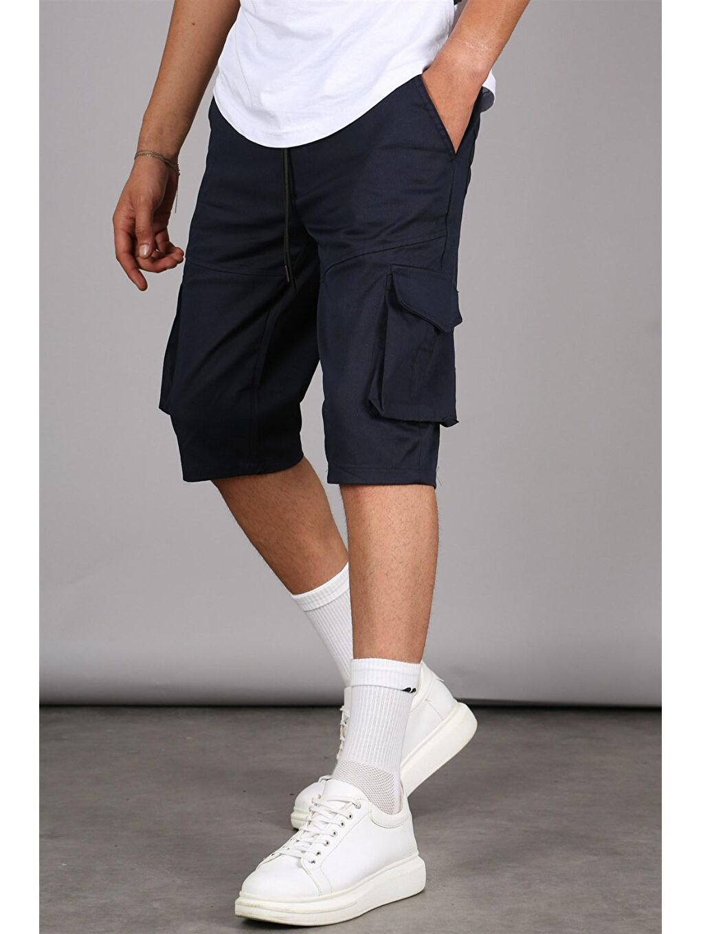 Lacivert Basic Kargo Cep Erkek Kapri Şort 5473