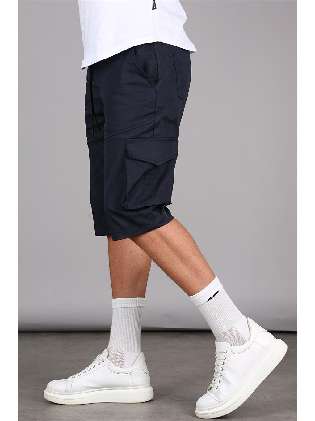 Lacivert Basic Kargo Cep Erkek Kapri Şort 5473-1