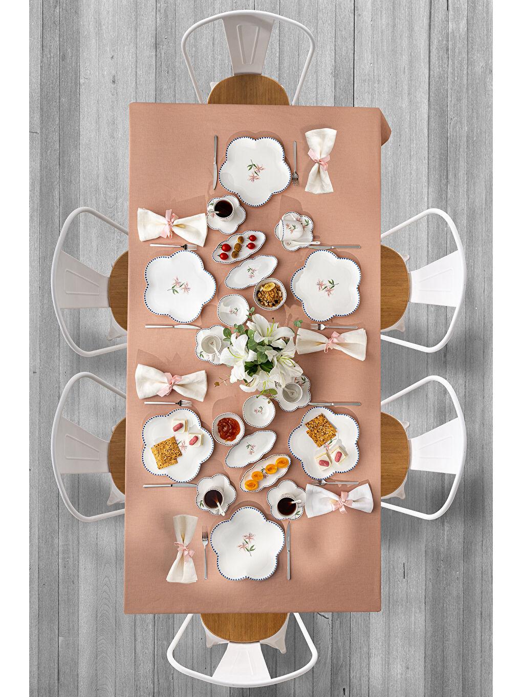 Beyaz Lilium Porselen 32 Parça 6 Kişilik Kahvaltı/Servis Takımı-4