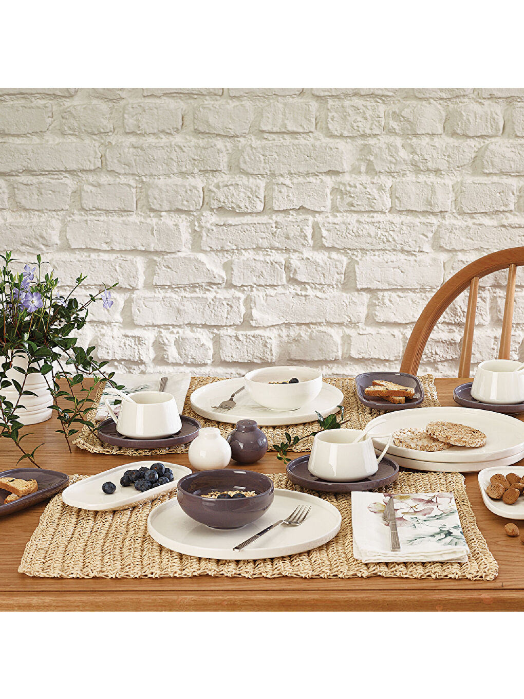 Parla 32 Parça 6 Kişilik Kahvaltı Takımı Gri Beyaz-7