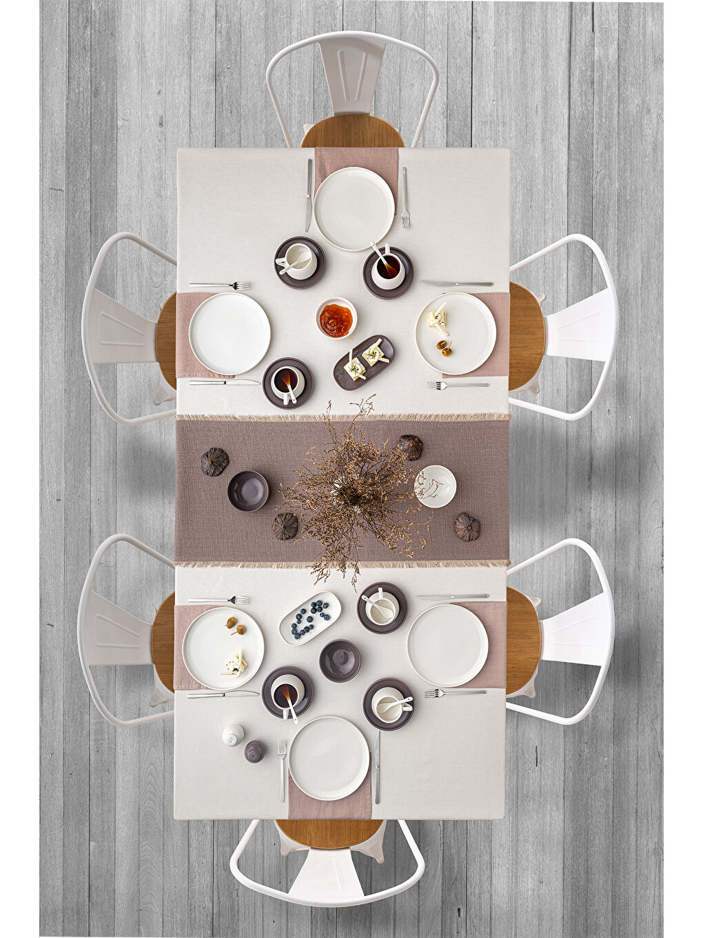 Parla 32 Parça 6 Kişilik Kahvaltı Takımı Gri Beyaz-5