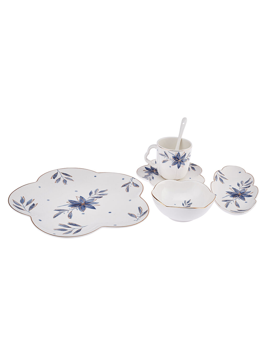 Beyaz İntense Blue Porselen 32 Parça 6 Kişilik Kahvaltı/Servis Takımı-7