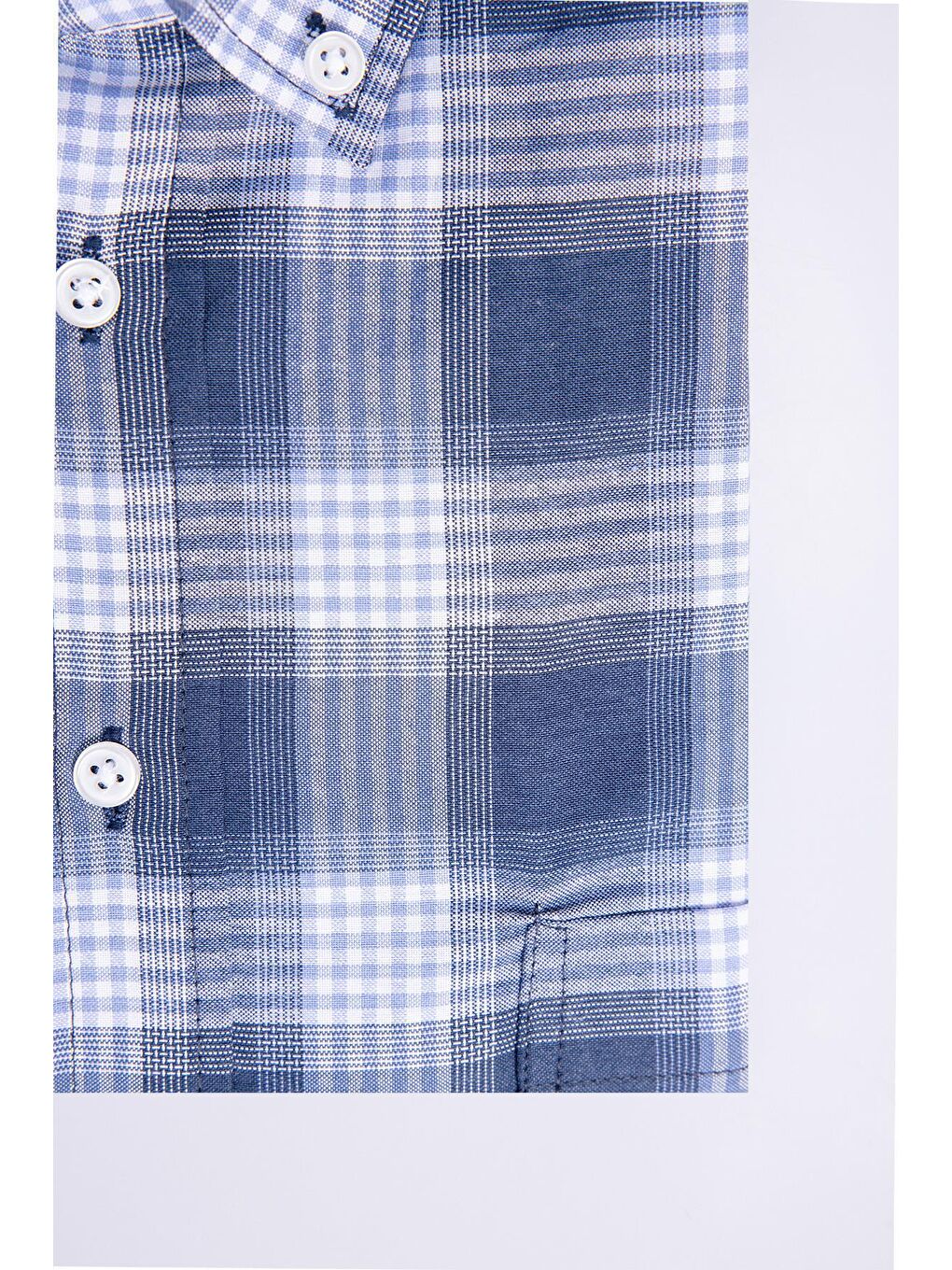 Karışık Büyük Beden Ekoseli Biyeli Yaka Düğmeli Erkek Gömlek-2