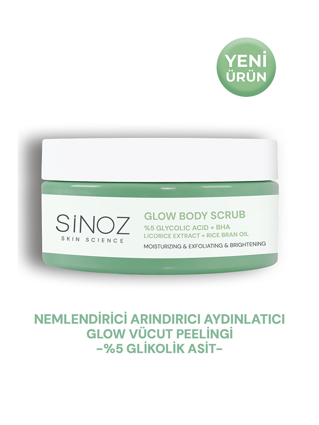 Nemlendirici, Arındırıcı ve Aydınlatıcı Glow Vücut Peelingi %5 Glikolik Asit 200 gr