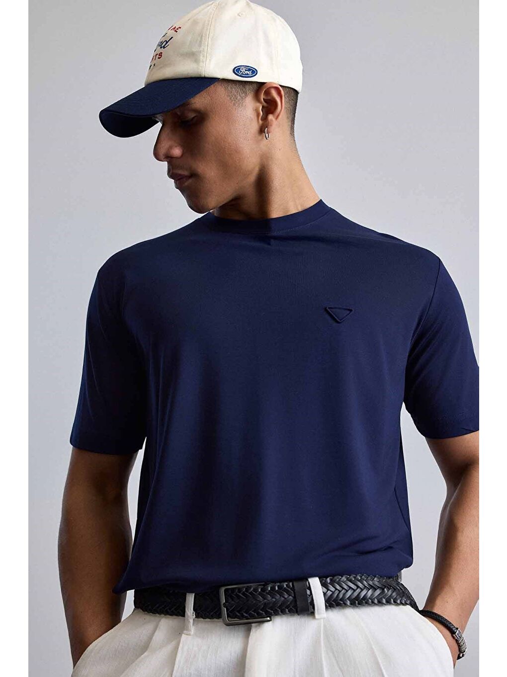 Erkek Relaxed Fit Yumuşak Dokulu Basic T-Shirt Lacivert-4