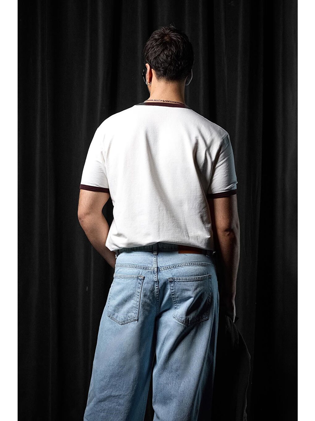 Erkek Regular Fit Kontrast Detaylı T-Shirt Ekru-4