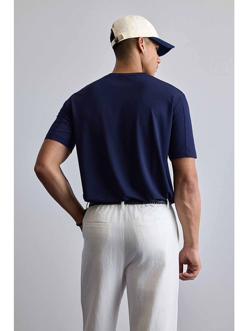 Erkek Relaxed Fit Yumuşak Dokulu Basic T-Shirt Lacivert-6