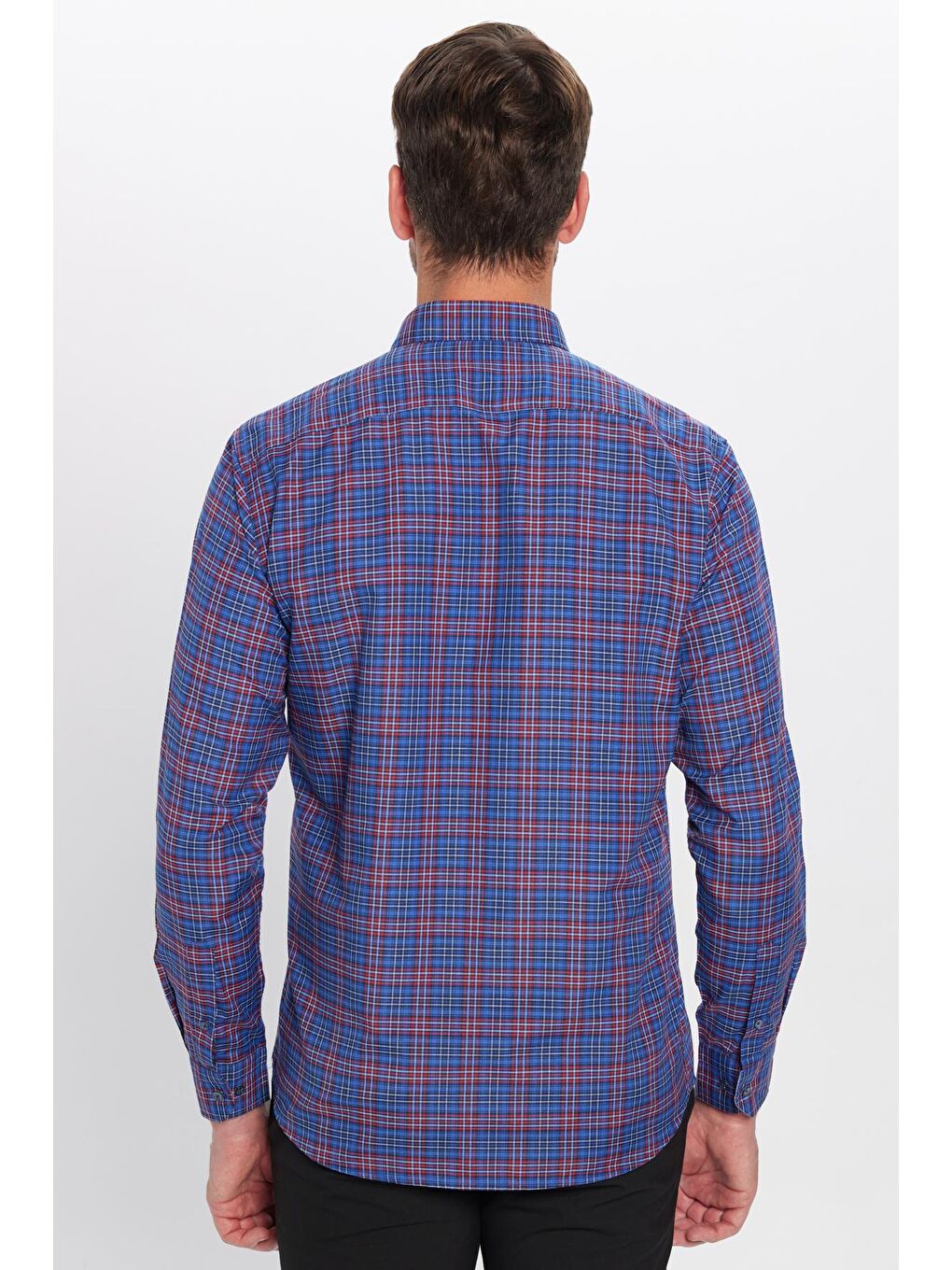 Karışık Erkek Regular Fit Klasik Kesim Pamuklu Tek Cepli Kareli Düğmeli Yaka Gömlek-4