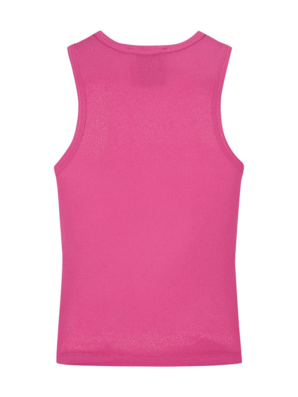 Pembe Parlak Simli Fitilli Ince Likralı Kumaş Rahat Halter Yaka Kısa Bluz-1