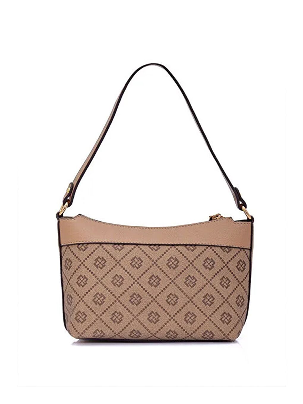 Bej Kadın Luvi Monogram Baget Omuz Çantası-4