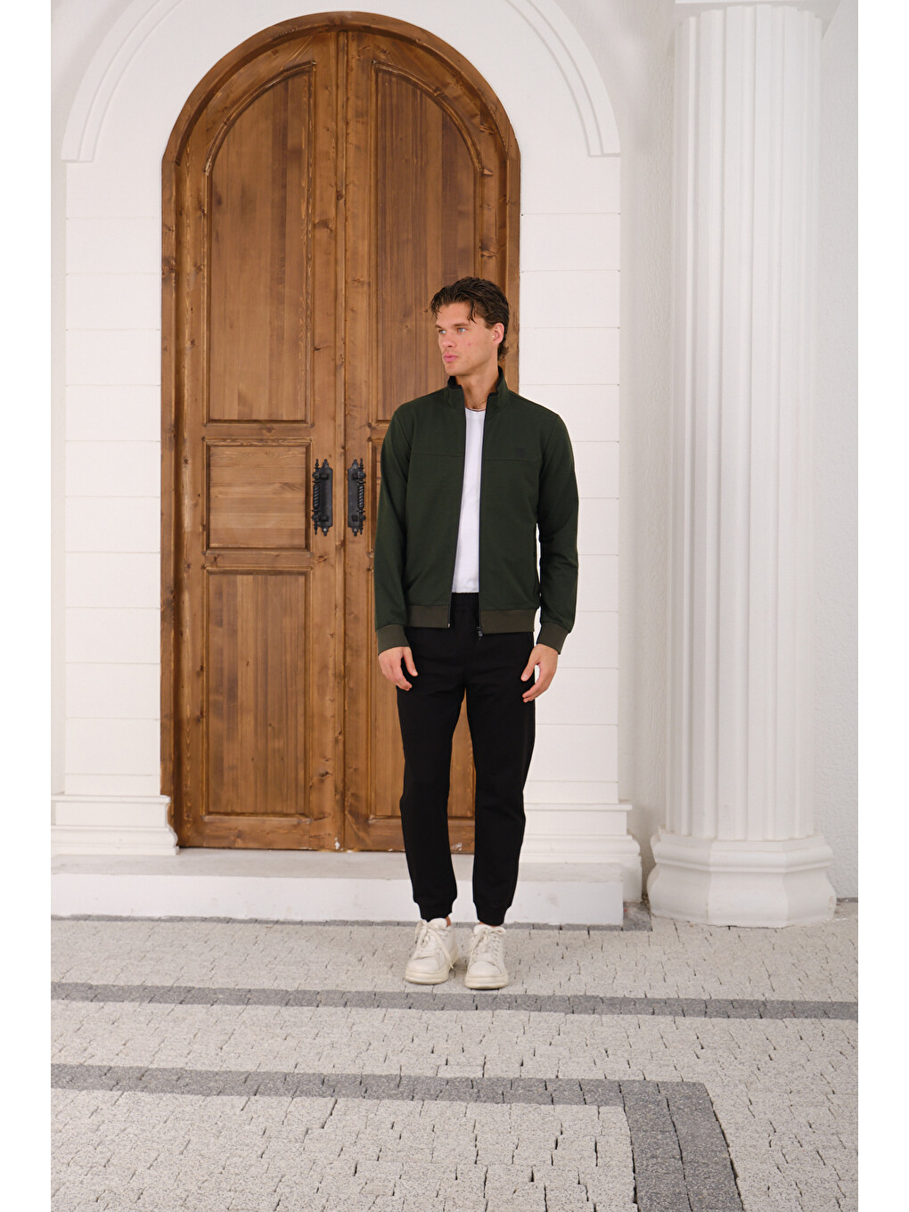 Haki Erkek Luxe Eşofman Takımı Rahat Kalıp Manşetli Minimal Logo-2