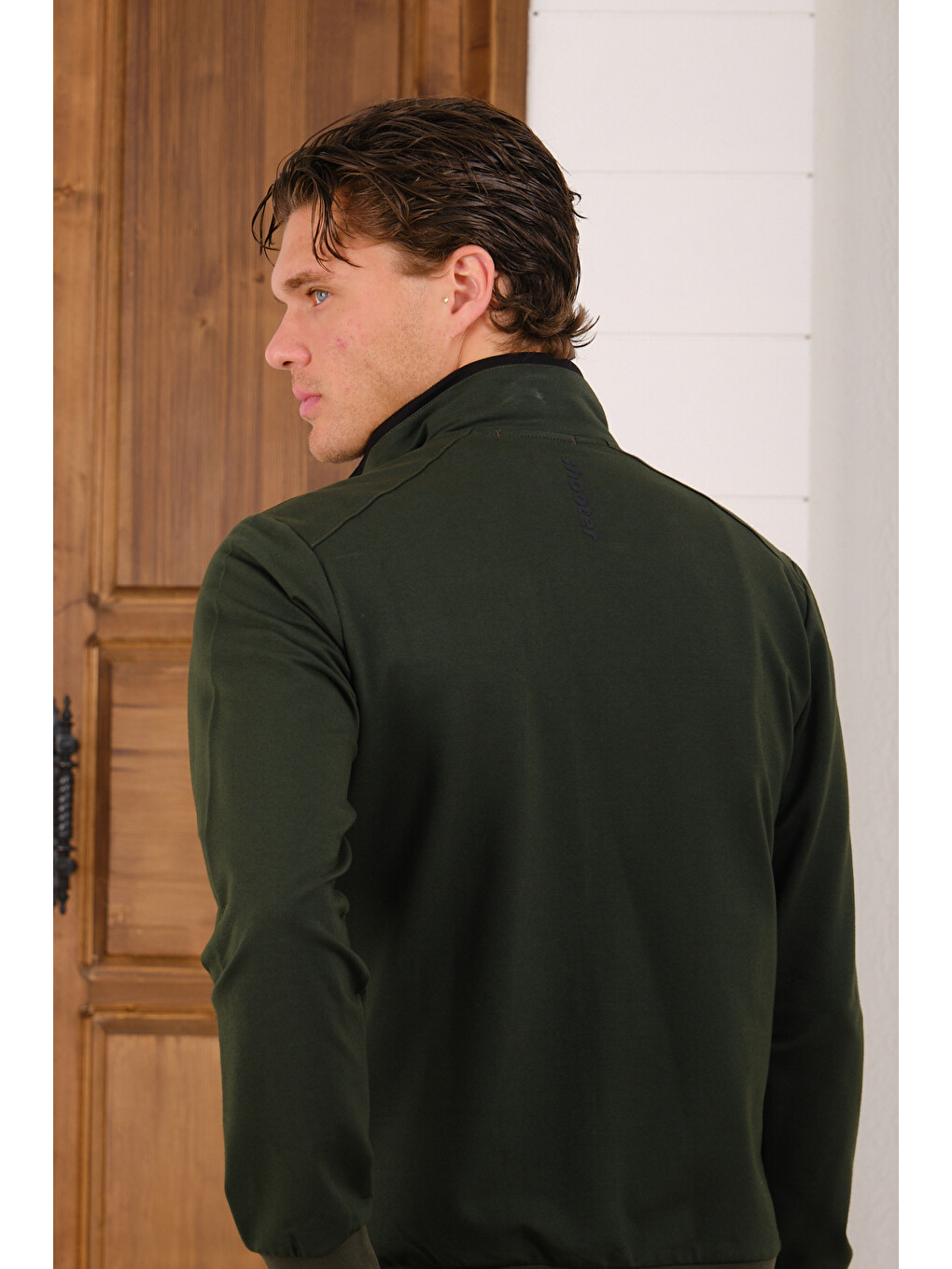 Haki Erkek Luxe Eşofman Takımı Rahat Kalıp Manşetli Minimal Logo-6